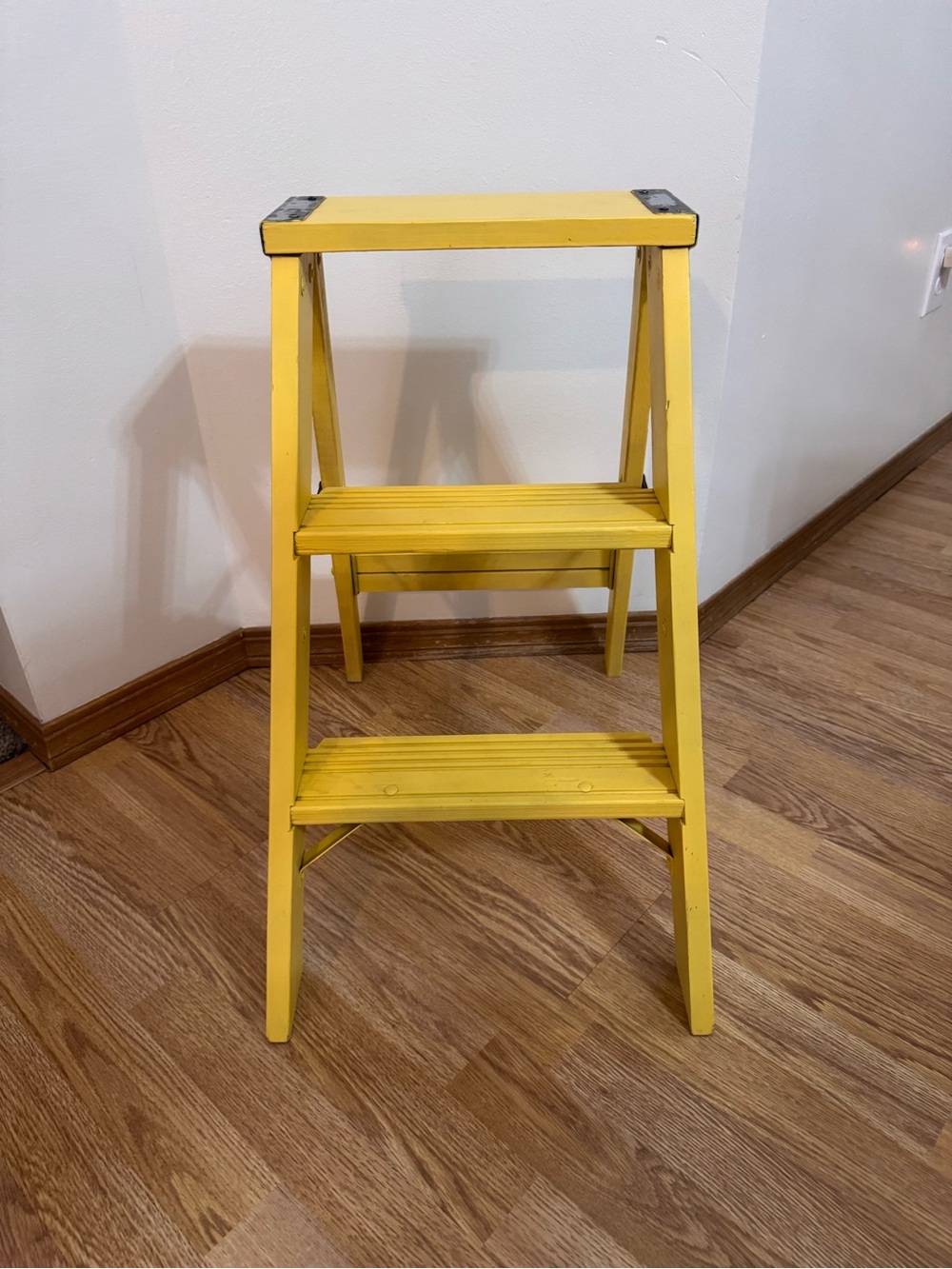 Vintage Yellow Folding Step Stool Ladder